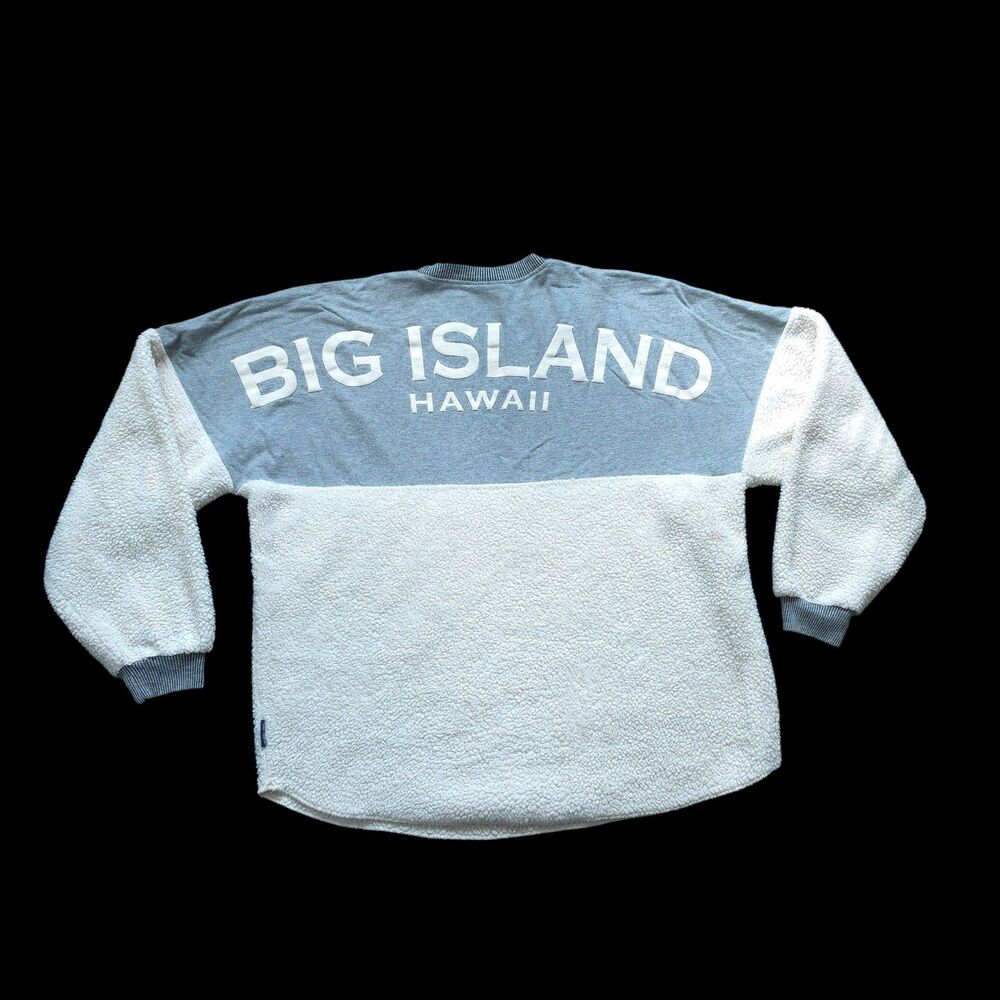 Big Island Spirit Jersey Sherpa Ivory Gray Colorblock Size Large GUC